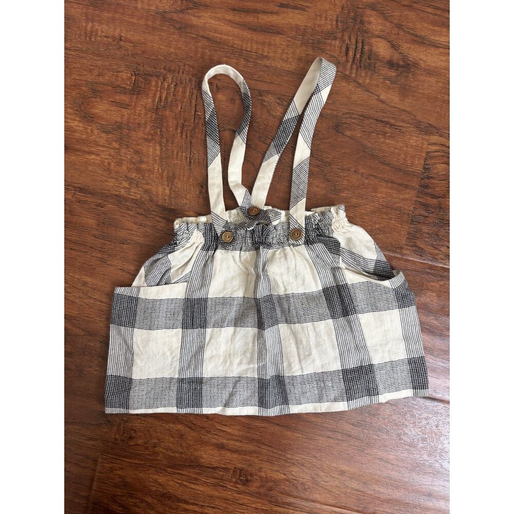Zara Baby Girl Plaid Check Suspenders Skirt Size 2-3Y